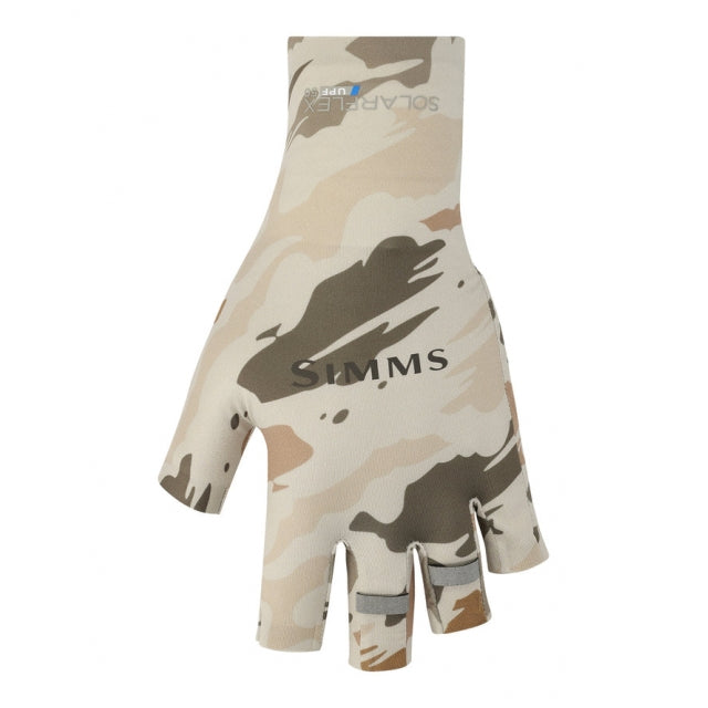 SIMMS Solarflex Half Finger Sun Gloves / Ghost Camo Stone