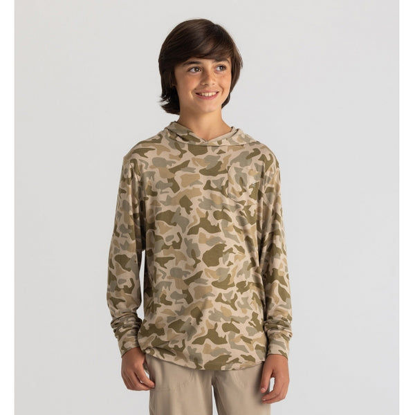 Free Fly Youth Bamboo Shade Hoody Barrier Island Camo