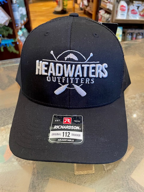 Cross Paddle Trout Logo Richardson Hats Solid Black