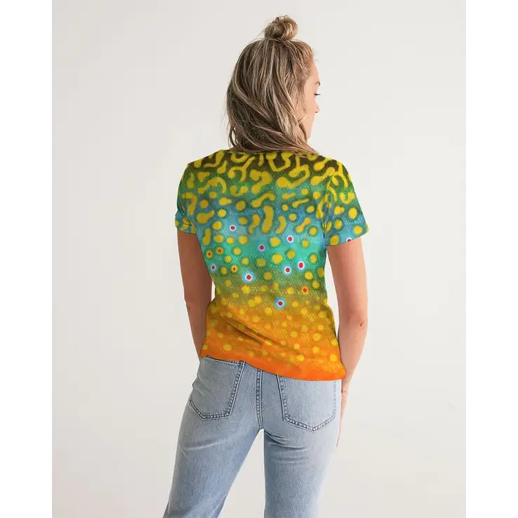 Yellow Sally Brook Trout V-Neck T-Shirt