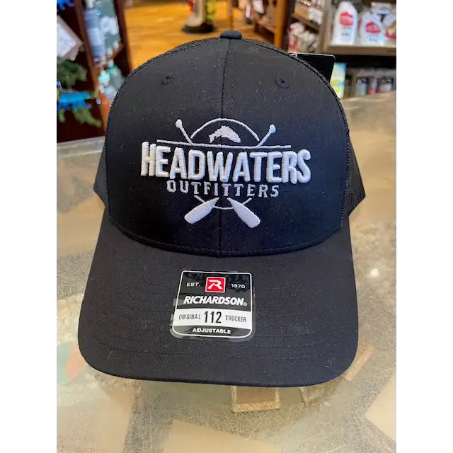 Cross Paddle Trout Logo Richardson Hats Solid Black