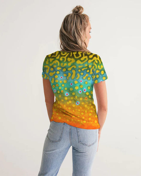 Yellow Sally Brook Trout V-Neck T-Shirt