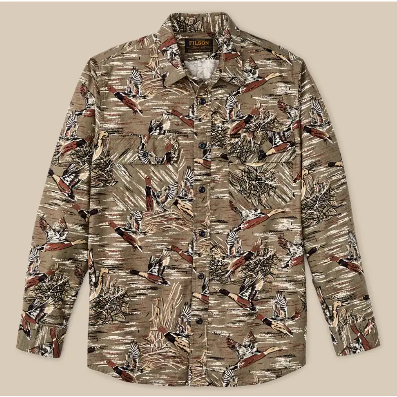 Field Flannel Shirt - Brown/Marsh Print / S - Long Sleeves