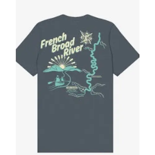 French Broad River Map T-Shirts 2025 - Short Sleeves