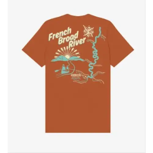 French Broad River Map T-Shirts 2025 - Short Sleeves