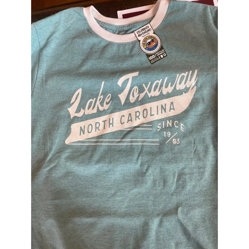 Duck Company Lake Toxaway Big League T-shirt / Light Teal/White