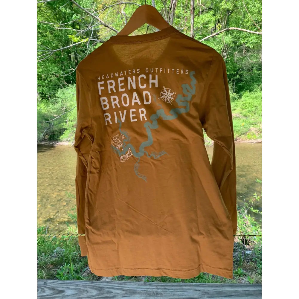 Headwaters Outfitters Outdoor Adventures Nature Bound River Map Shirt L Toast / S