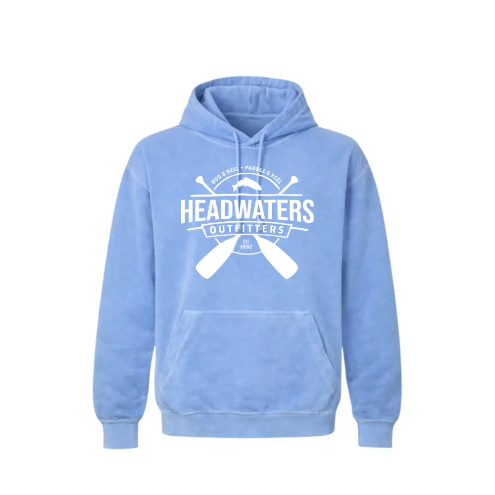 Ouray Pigment Dyed Hood with Headwaters Logo - S / Blue Eyes - Sweatshirts