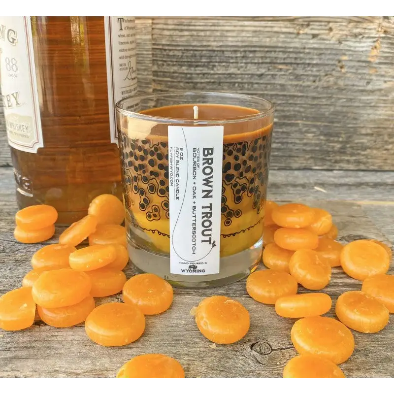 Rainbow Trout Pattern Candle - Brown Trout - Home Goods & Gifts
