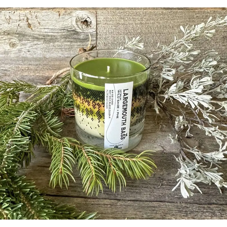 Rainbow Trout Pattern Candle - Largemouth Bass - Home Goods & Gifts