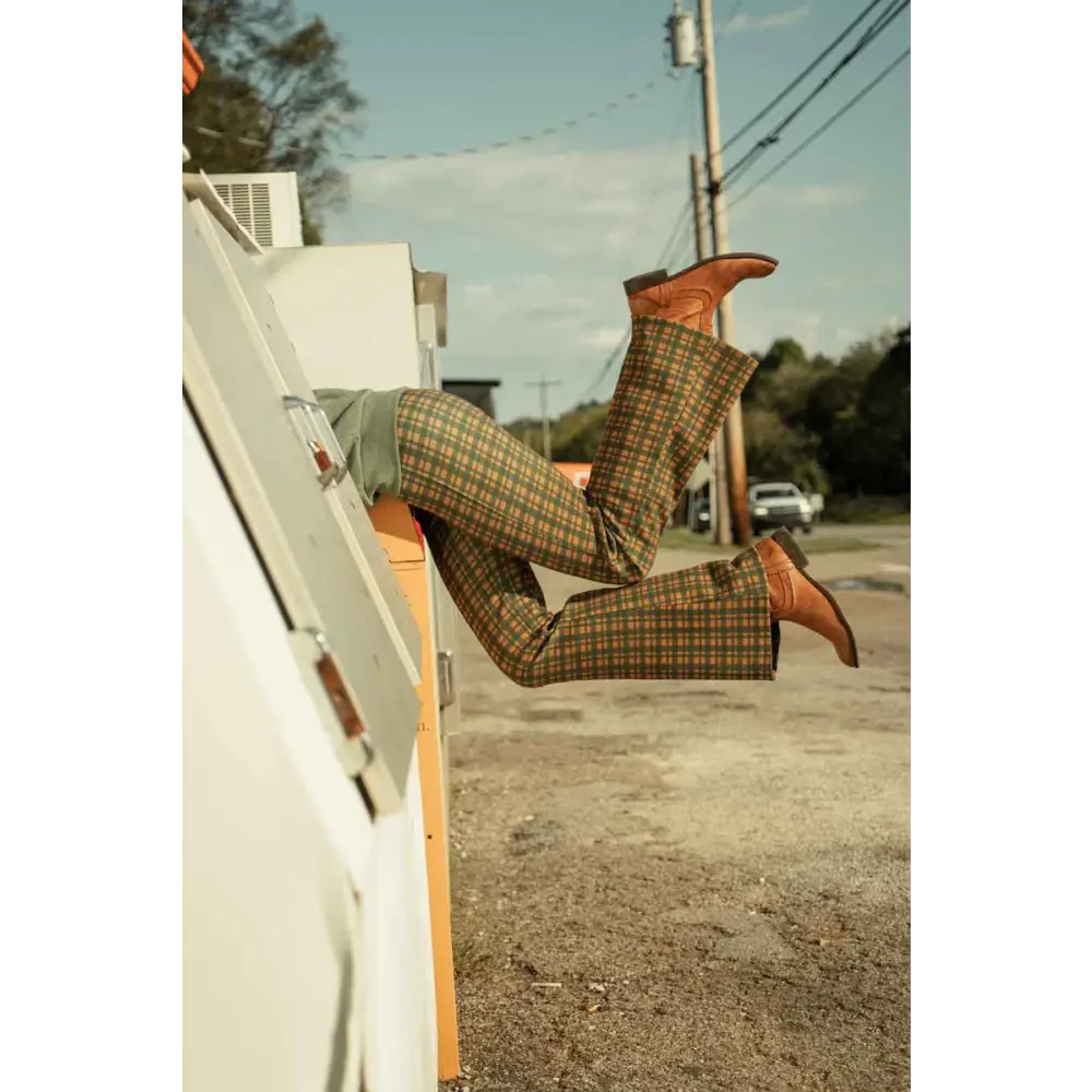 Ribbed Flare Leggings - Town Plaid / XS - Pants