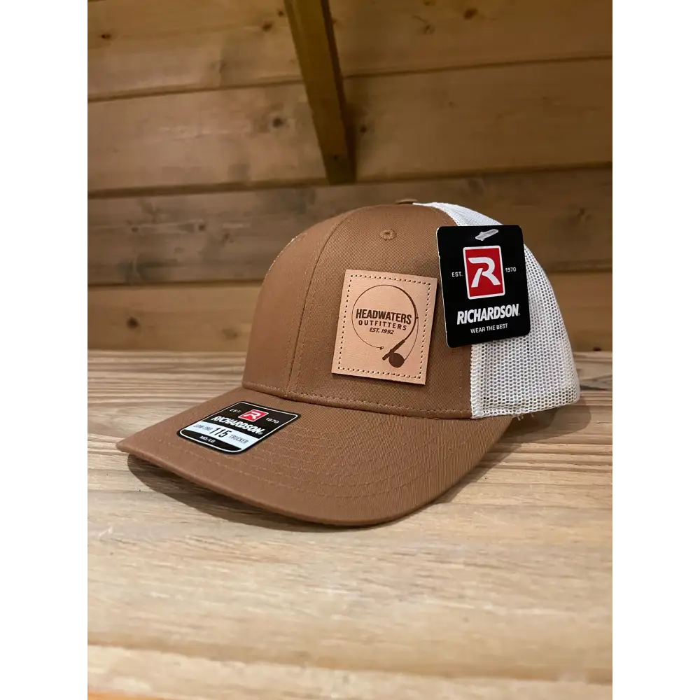 Richardson Hats Richardson Genuine Leather Fly Rod Logo Caramel/Birch / 115
