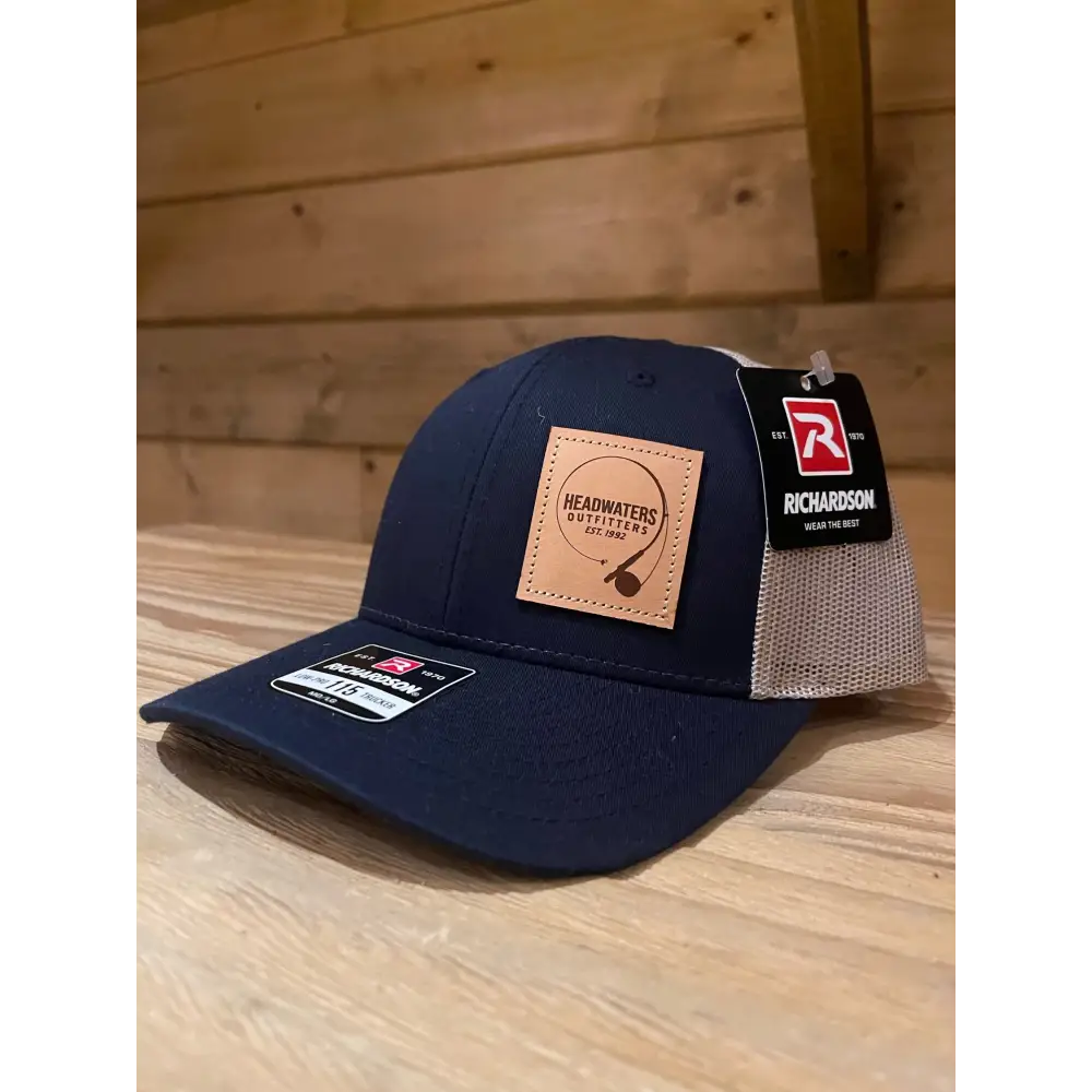 Richardson Hats Richardson Genuine Leather Fly Rod Logo Navy/Khaki / 115