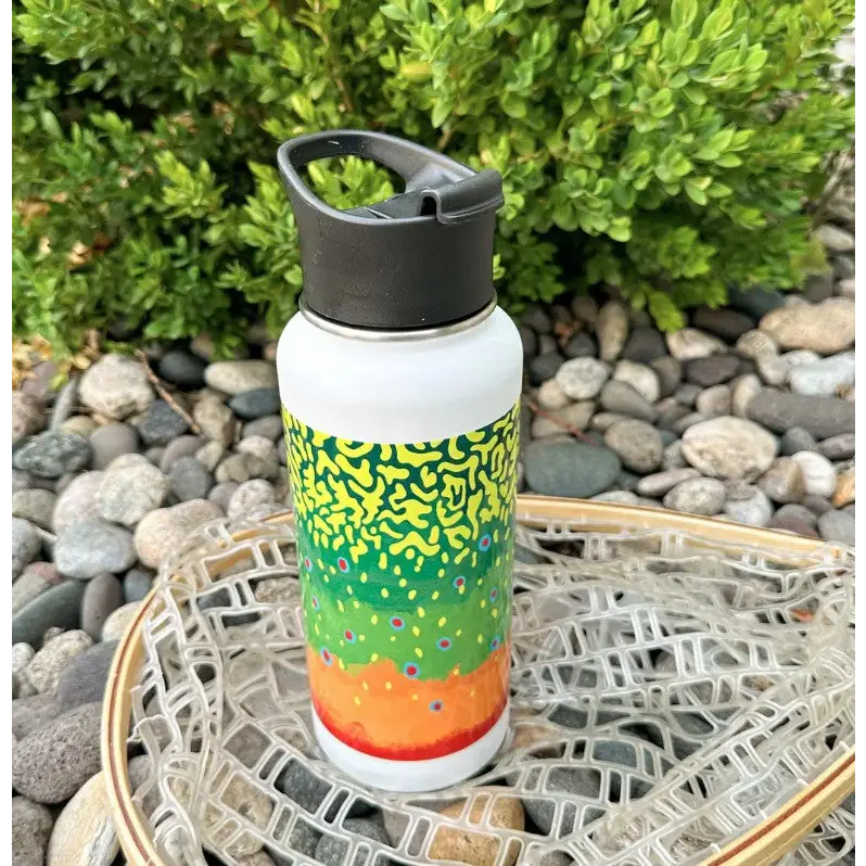 Trout Pattern 32oz Vacuum Insulated Bottle - Brook Trout / White - Home Goods & Gifts