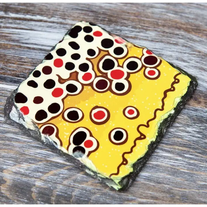 Trout Pattern Slate Coaster Singles - Brown - Home Goods & Gifts