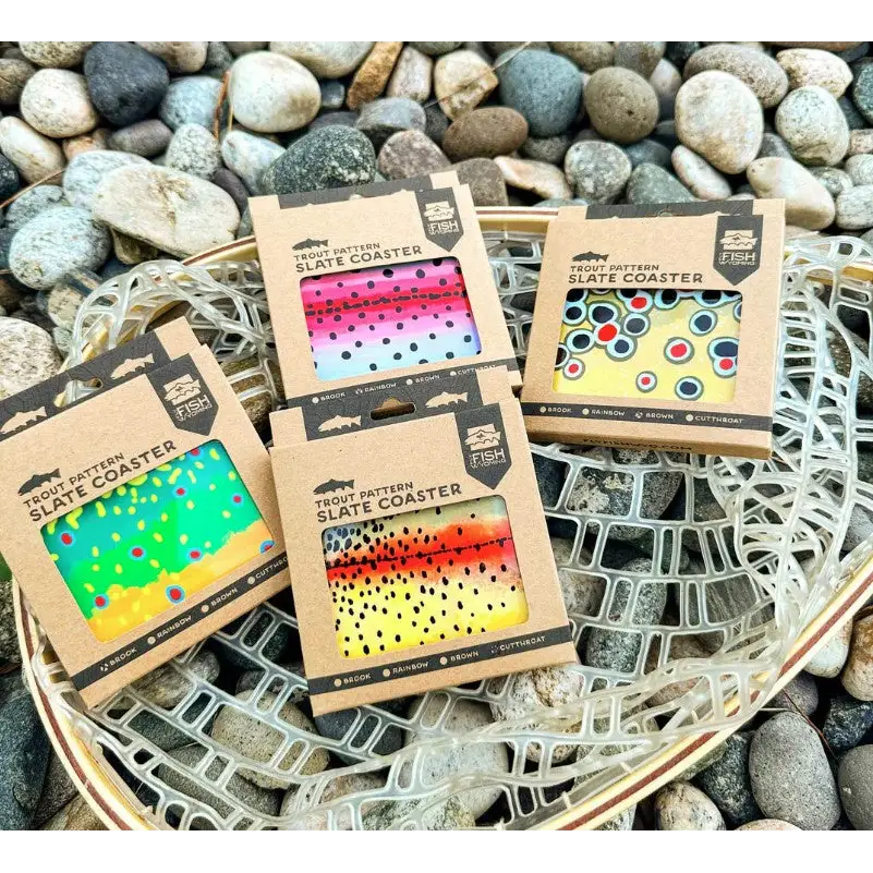 Trout Pattern Slate Coaster Singles - Home Goods & Gifts