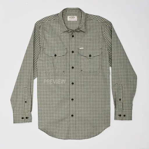 Twin Lakes Sport Shirt - S / Gray / Olive Check - Long Sleeves