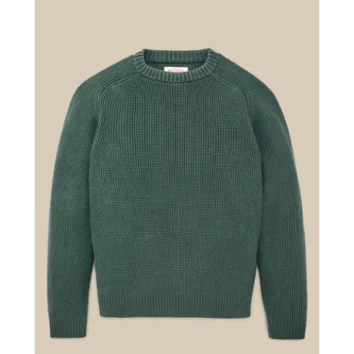 Vintage Cotton Crewneck Sweater - Juniper / S - Long Sleeves