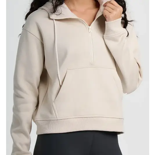 Women’s Bamboo Northcoast Fleece Anorak - XS / Stone - Sweatshirts & Hoodies