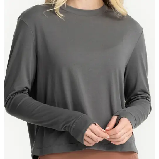 Women’s Elevate Long Sleeve w/logo - Smoke / XS - Long Sleeves