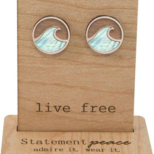 Statement Peace Earrings Wave Stud