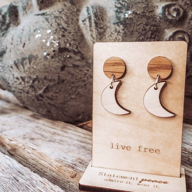 Statement Peace Earrings Little Moon