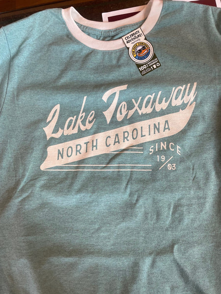 Duck Company Lake Toxaway Big League T-shirt / Light Teal/White