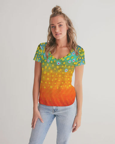 Yellow Sally Brook Trout V-Neck T-Shirt