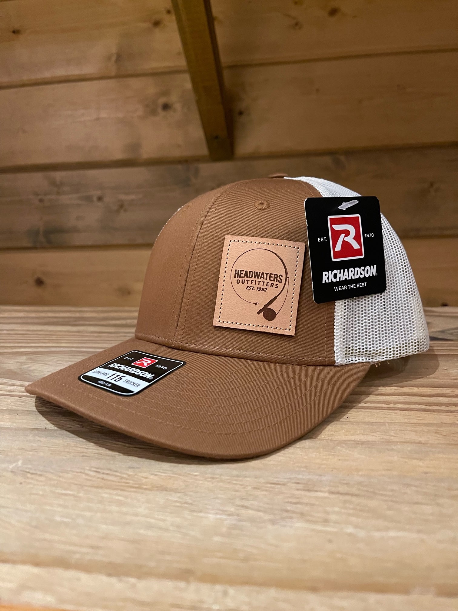 Richardson Hats Richardson Genuine Leather Fly Rod Logo Caramel/Birch / 115