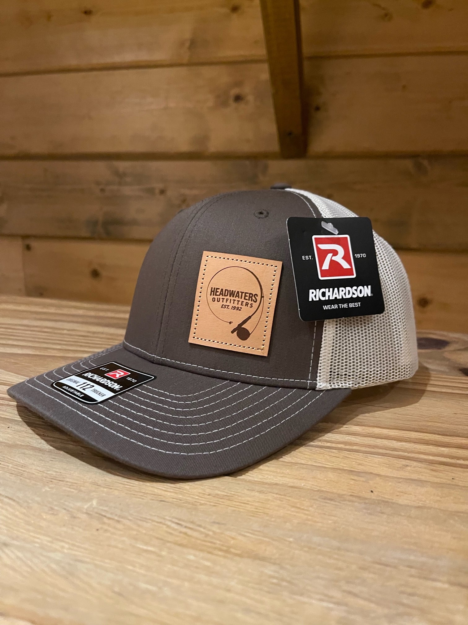 Richardson Hats Richardson Genuine Leather Fly Rod Logo Choc Chip/Birch / 112