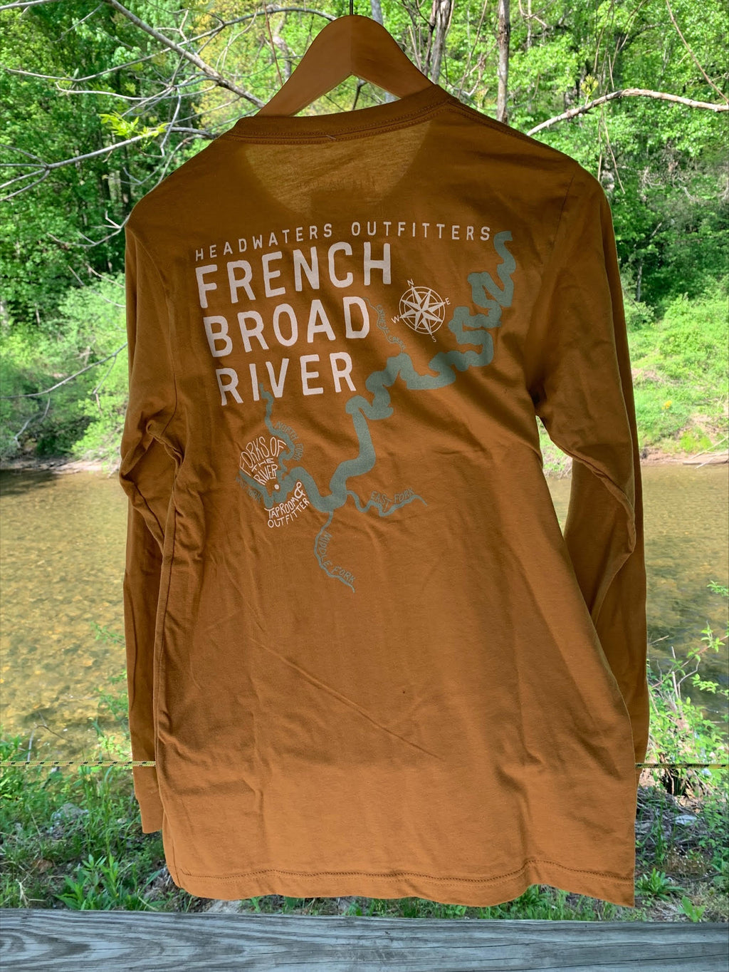Headwaters Outfitters Outdoor Adventures Nature Bound River Map Shirt L Toast / S